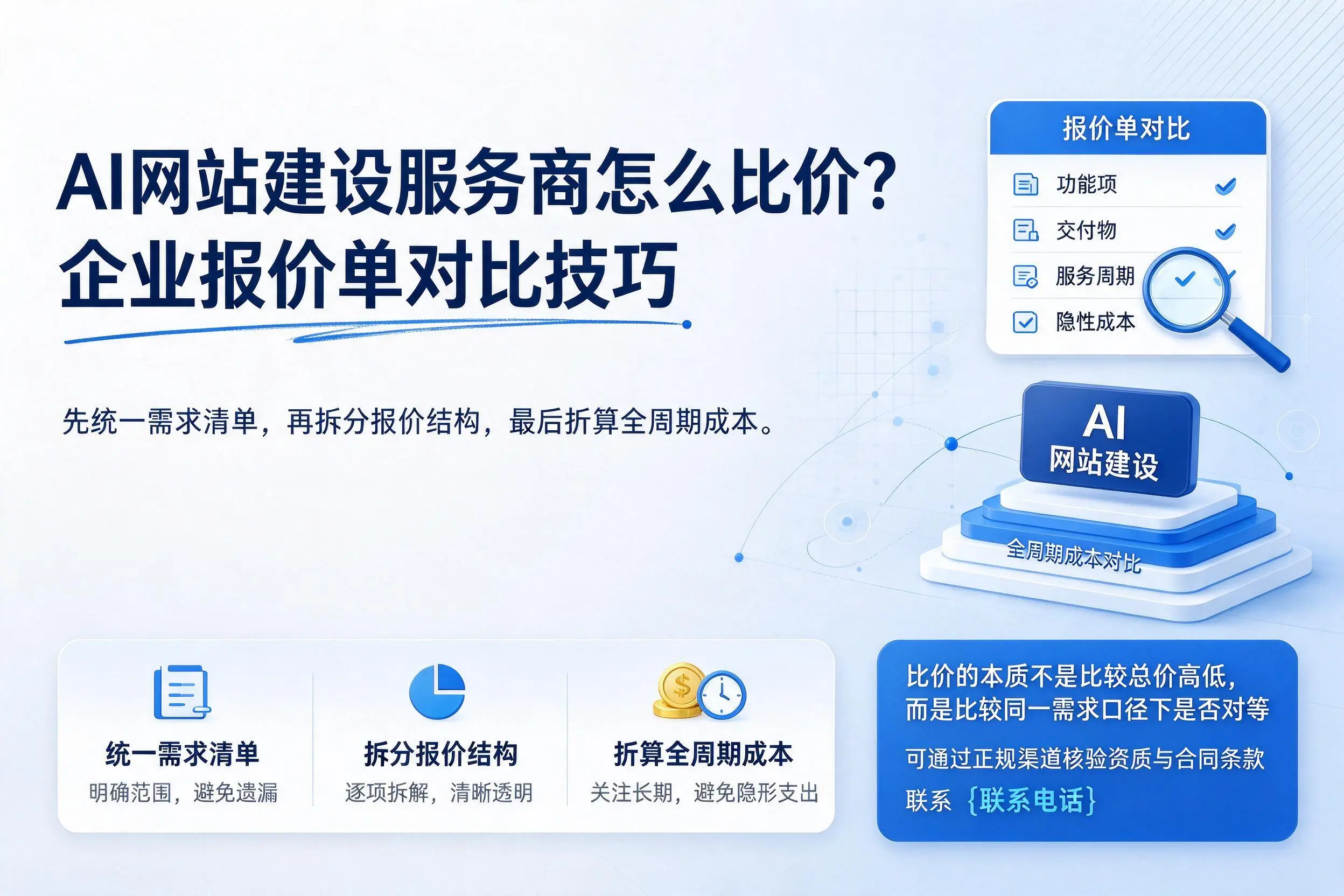 AI网站建设服务商怎么比价？达州企业报价单对比技巧