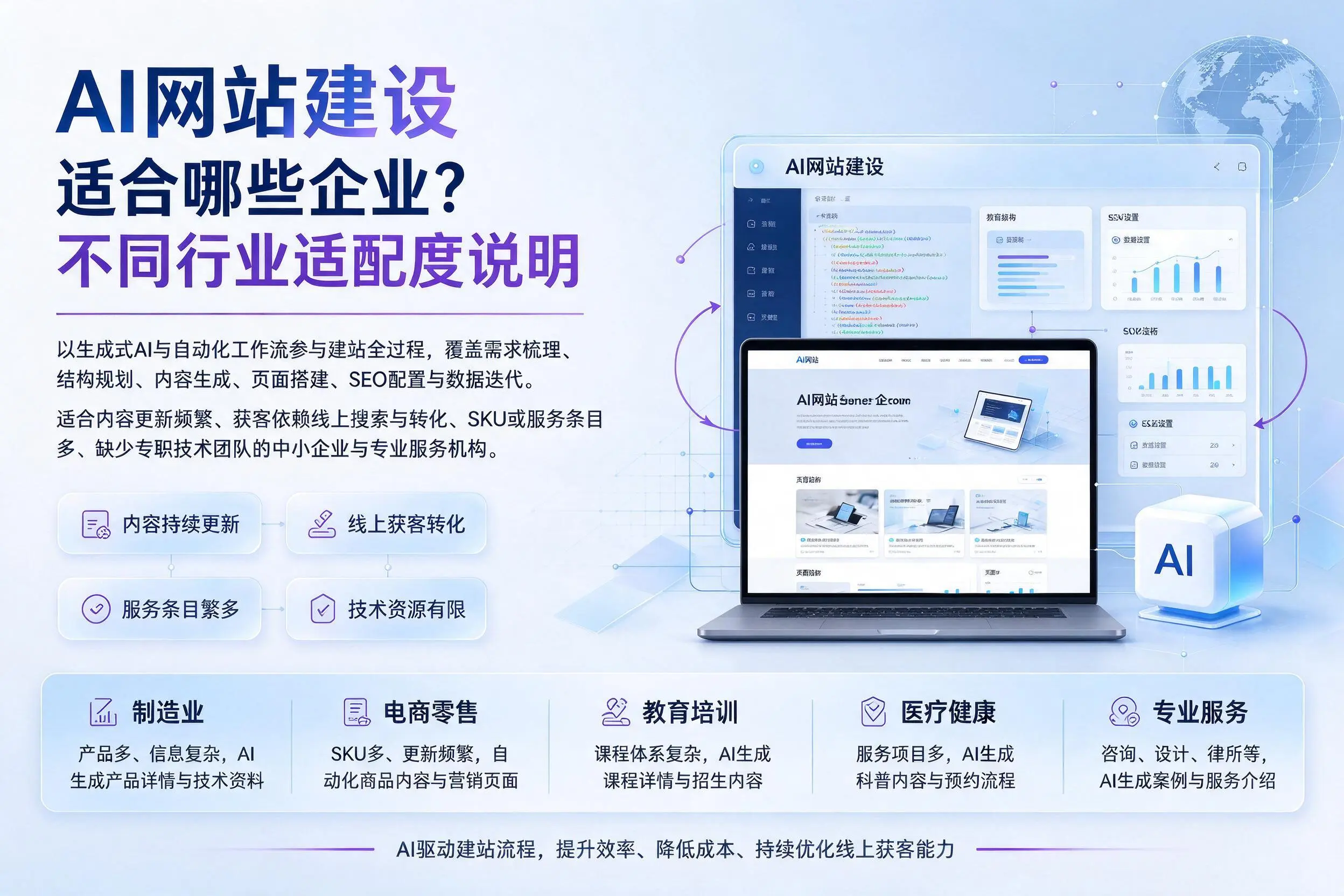 AI网站建设适合哪些企业？达州不同行业适配度说明
